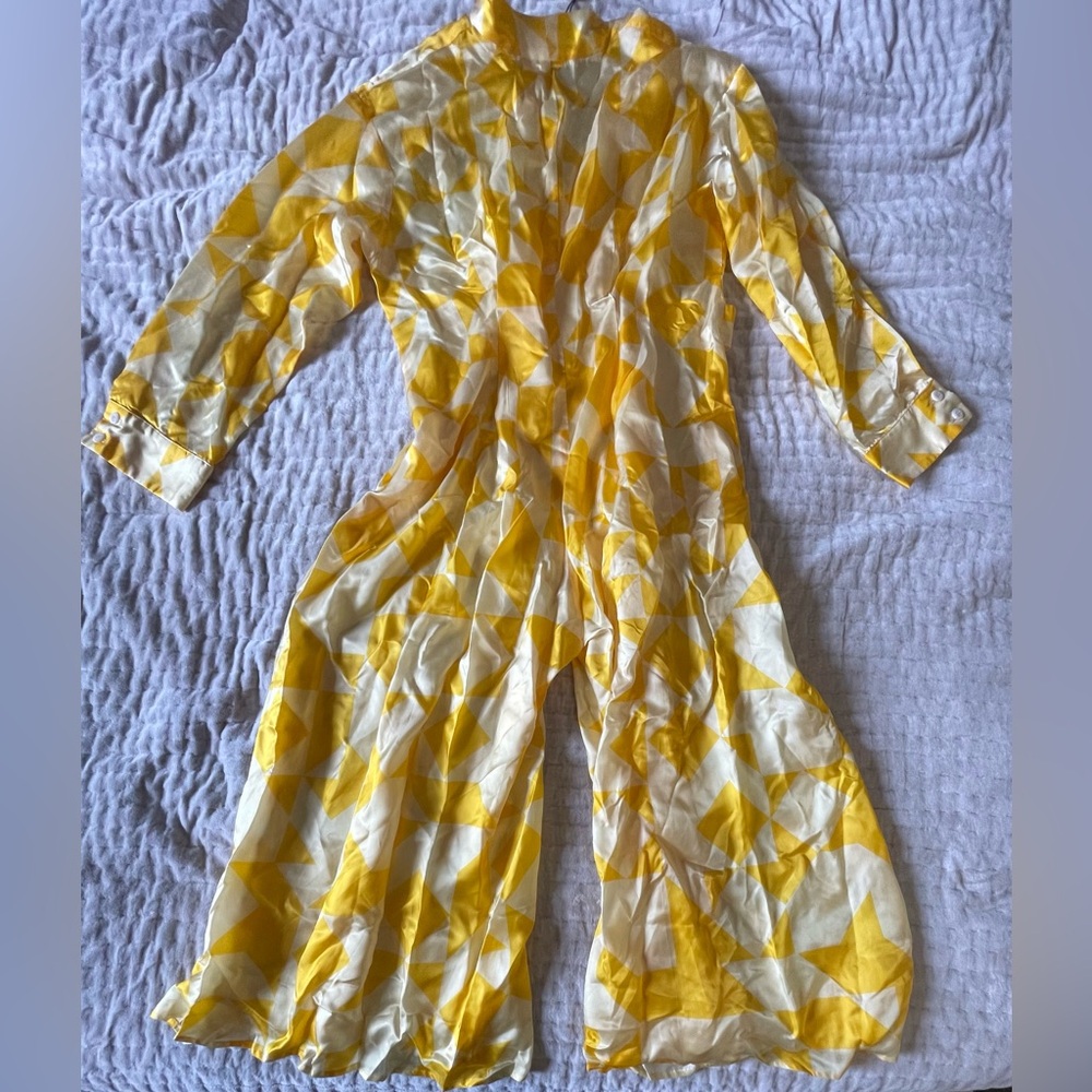 ATELIER DELPHINE Saskia Luxe Butter Jumpsuit Mid Century Print Silky Cupro L NWT - Picture 7 of 16